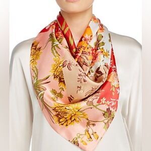 Echo Patchwork Painted Floral Square Scarf